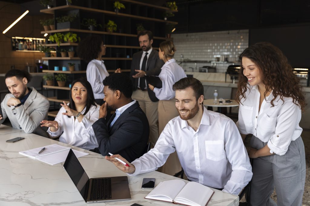Businesspeople meeting in a restaurant
