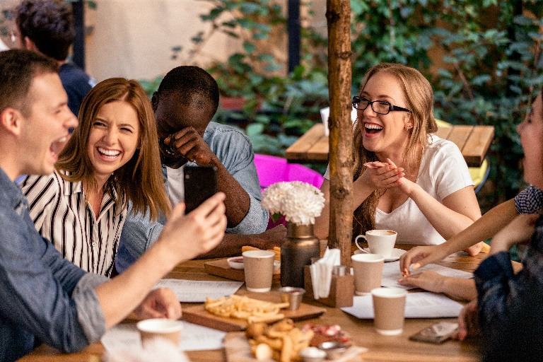 Friends gathering for a meal